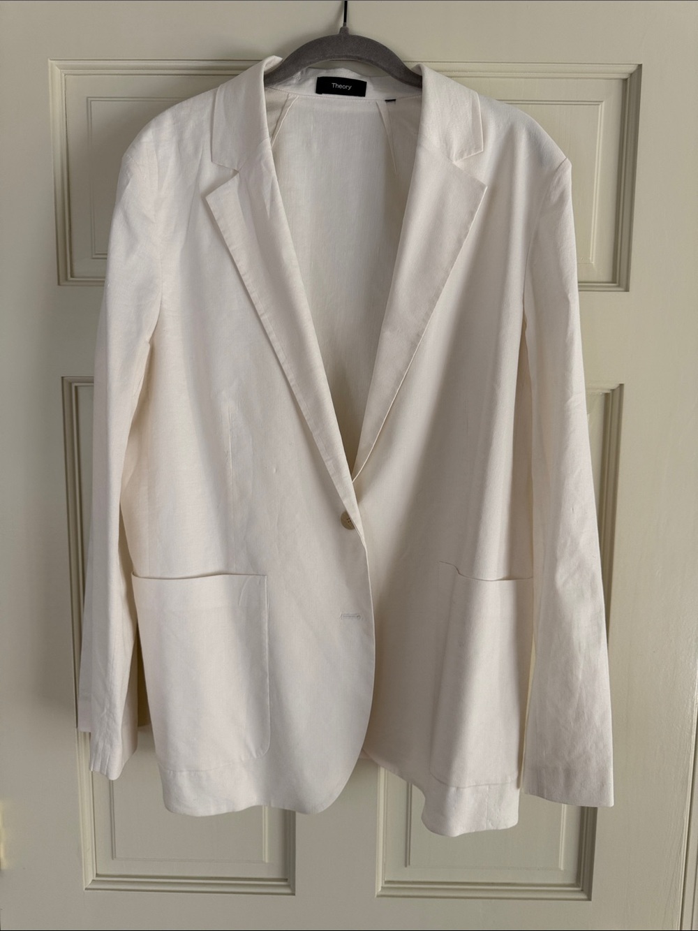 Theory Cream Single-Button Tailored Blazer